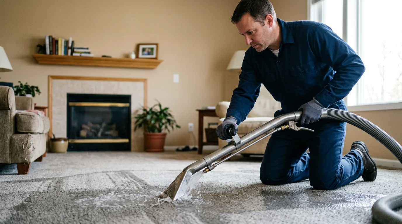 Water damage restoration technician working near Zeeland, ND